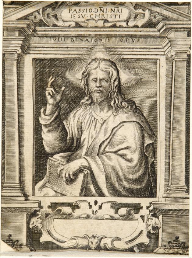 Cristo benedicente (stampa smarginata) di Bonasone Giulio (sec. XVI)