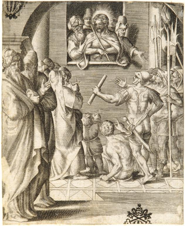 Ecce Homo (stampa smarginata) di Bonasone Giulio (sec. XVI)