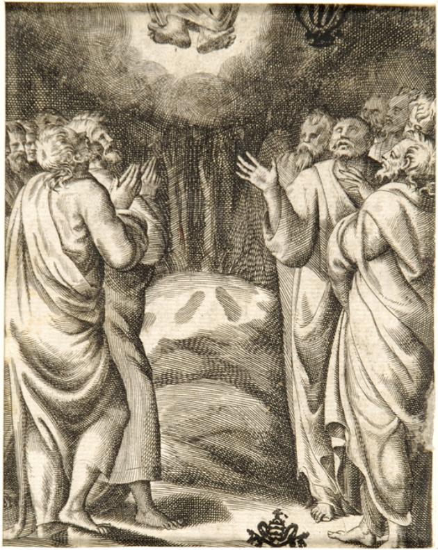 ascensione di Cristo (stampa smarginata) di Bonasone Giulio (sec. XVI)