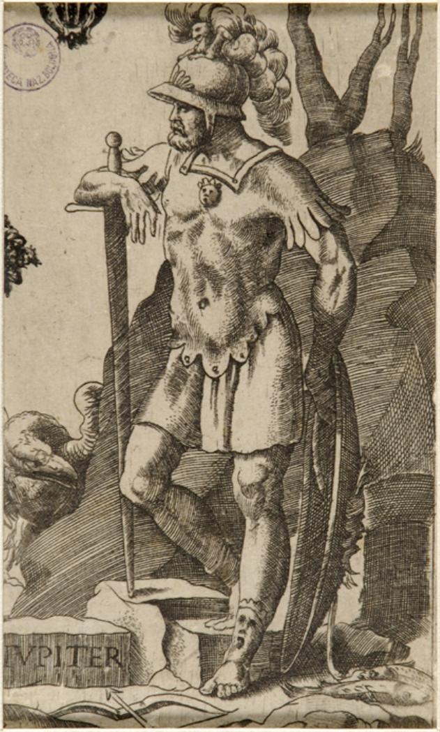 Giove (stampa smarginata) di Bonasone Giulio (attribuito) (sec. XVI)