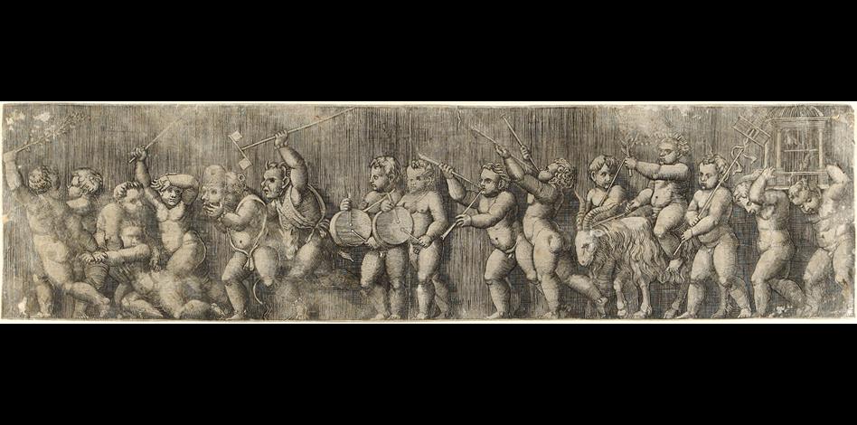 fregio di putti (stampa smarginata) di Sanzio Raffaello - ambito italiano (sec. XVI)