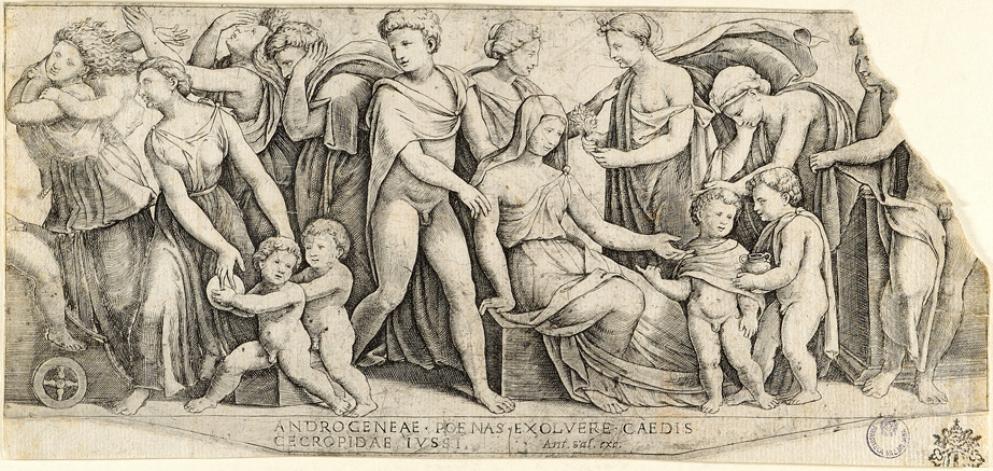 Giasone e Medea (stampa smarginata) di Maestro del Dado (sec. XVI)