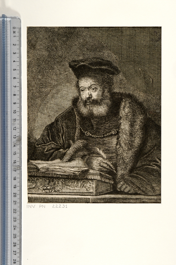Padre della Sposa destindo la sua dote (stampa smarginata) di Aldrovandi Ulisse, Rembrandt Harmenszzoon van Rijn (sec. XIX)