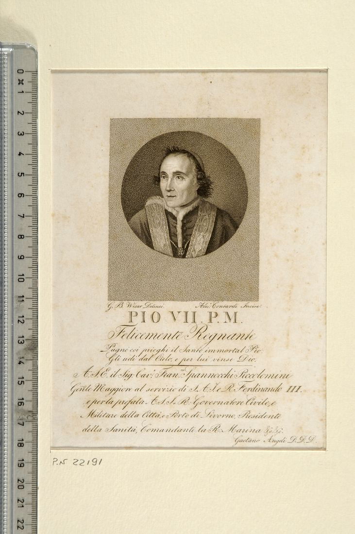 ritratto di Pio VII (stampa) di Contardi Alessandro, Wicar Jean Baptiste (sec. XIX)