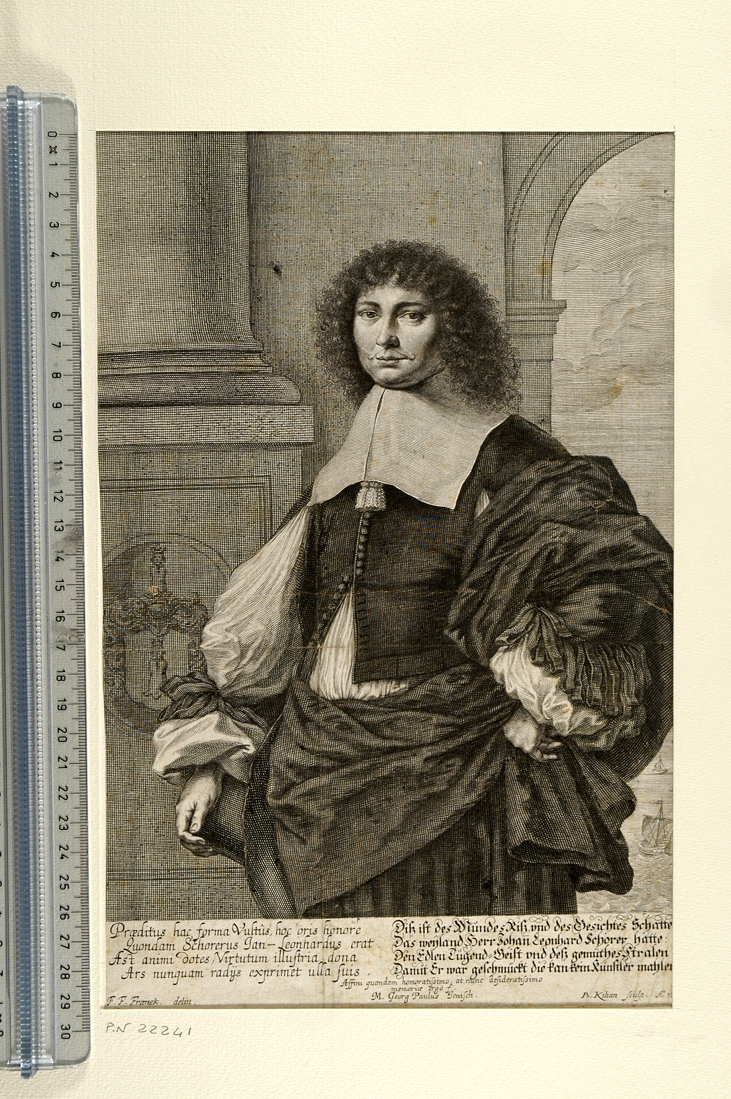 ritratto di I. Leonhard Schorer (stampa smarginata) di Kilian Bartholomaus II, Franck Franz Friedrich (sec. XVII)