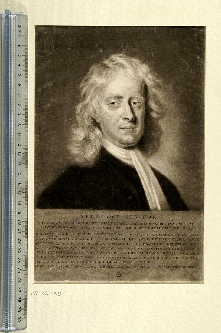 ritratto di Isaac Newton (stampa) di Mac Ardell James, Seemann Enoch (sec. XVIII)
