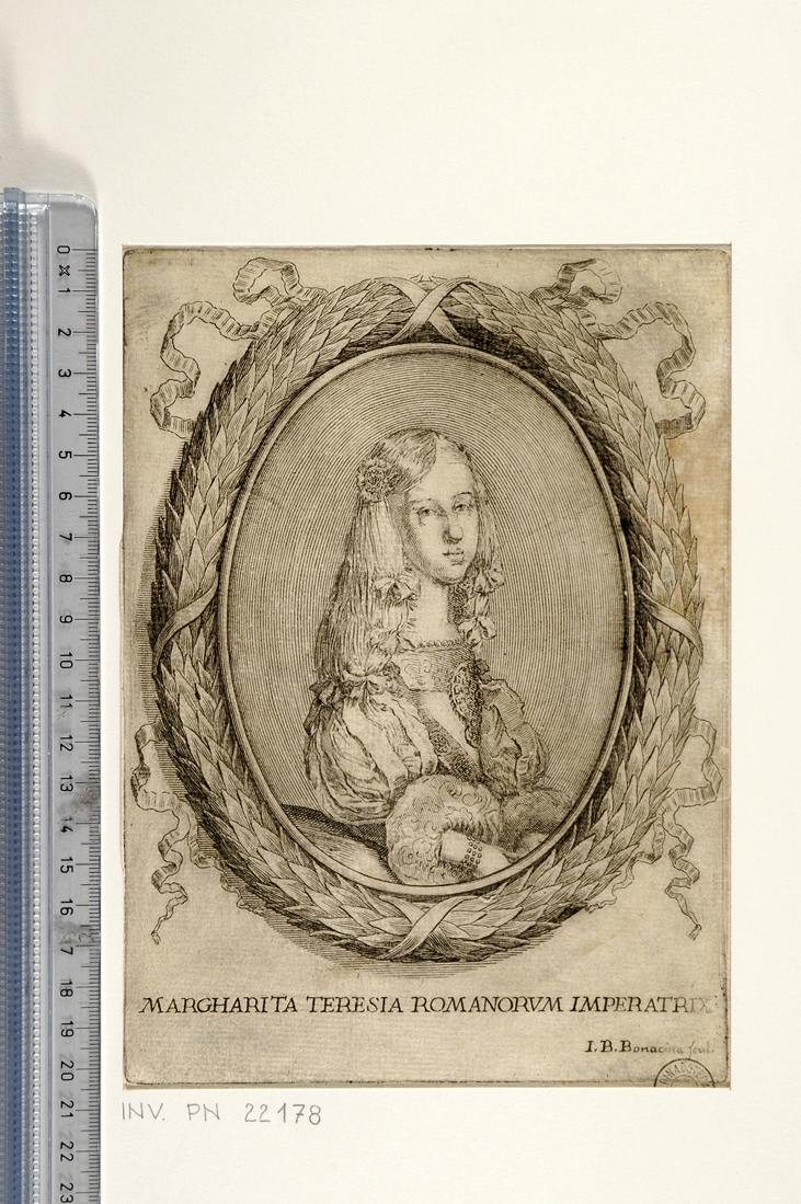 ritratto di Margherita Teresa Imperatrice (stampa smarginata) di Bonacina Giovanni Battista (sec. XVII)