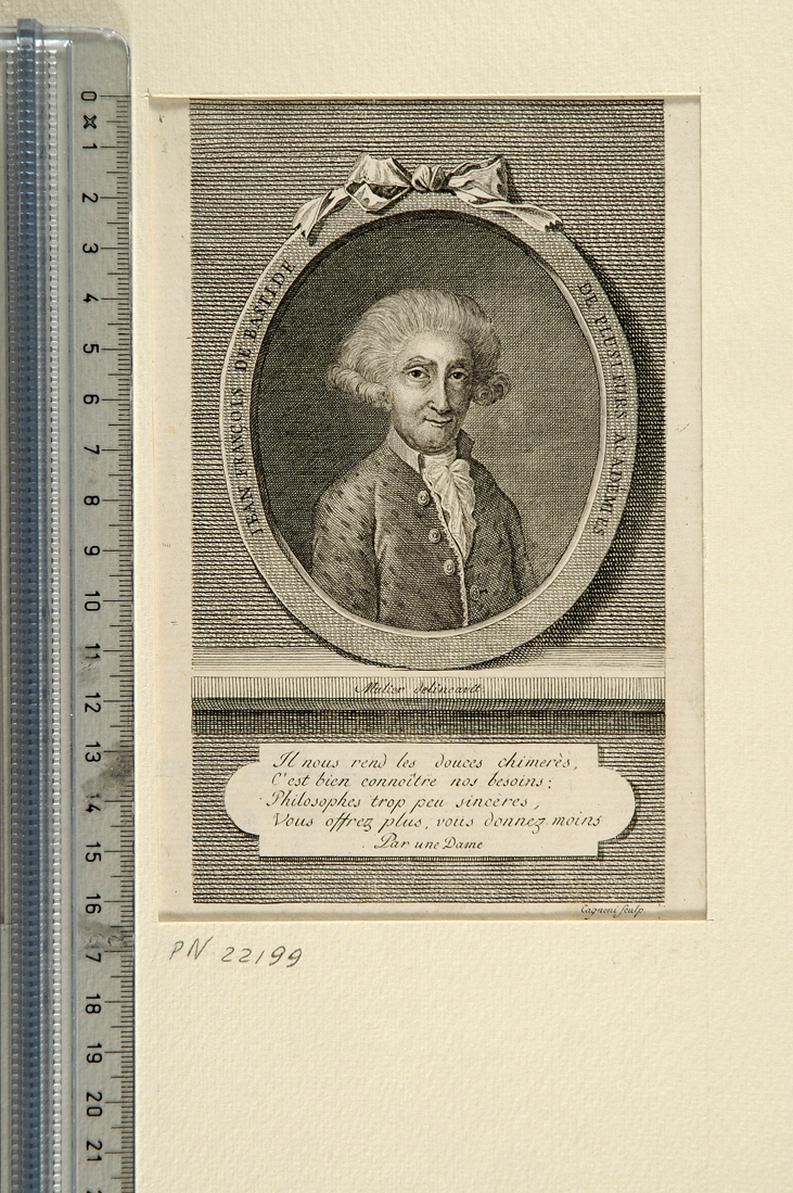 ritratto di Je Frcois de Bastide (stampa smarginata) di Cagnoni Gaspare, Mulier (secc. XVIII/ XIX)