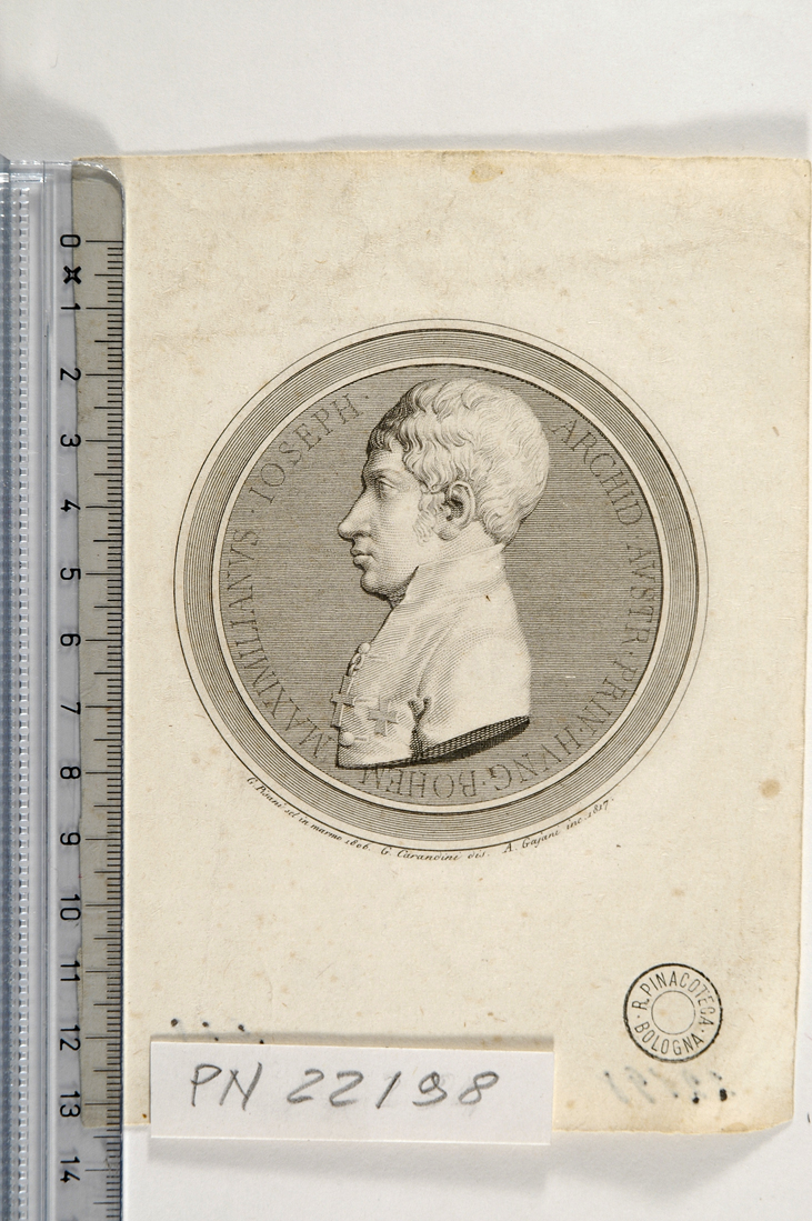 ritratto di Massimilio Giuseppe (stampa smarginata) di Gaiani Antonio, Carandini Giuseppe, Pisani Giuseppe (sec. XIX)