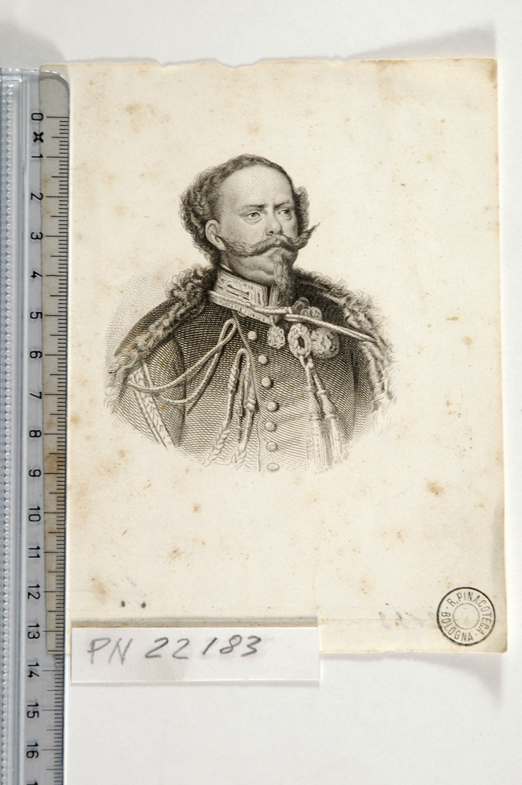 ritratto di Vittorio Emuele II (stampa smarginata) - ambito italiano (sec. XIX)