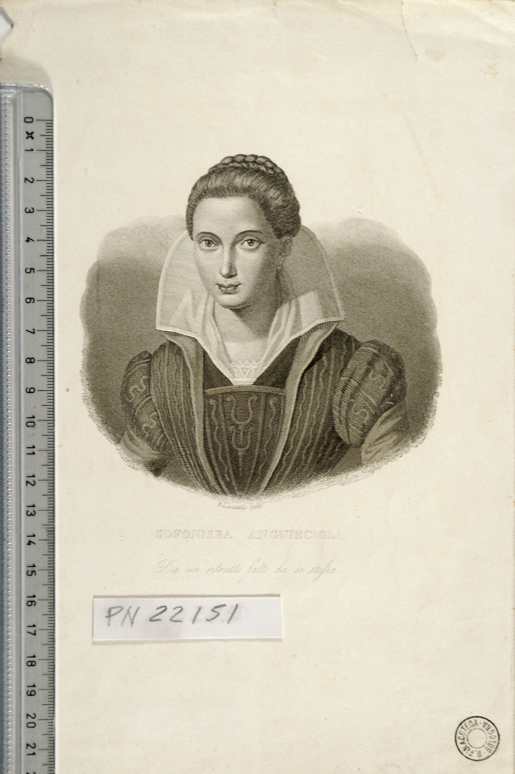 ritratto di Sofonisba guissola (stampa smarginata) di Locatelli Antonio, Anguissola Sofonisba (sec. XIX)