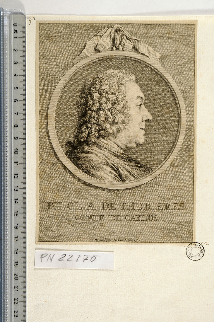 ritratto del conte di Caylus (stampa smarginata) di Cochin Charles Nicolas il Giovane (sec. XVIII)