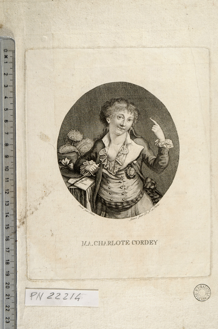 ritratto di Charlotte Cordey (stampa) di Monogrammista D. F, Hauer Jean Jacques (sec. XIX)