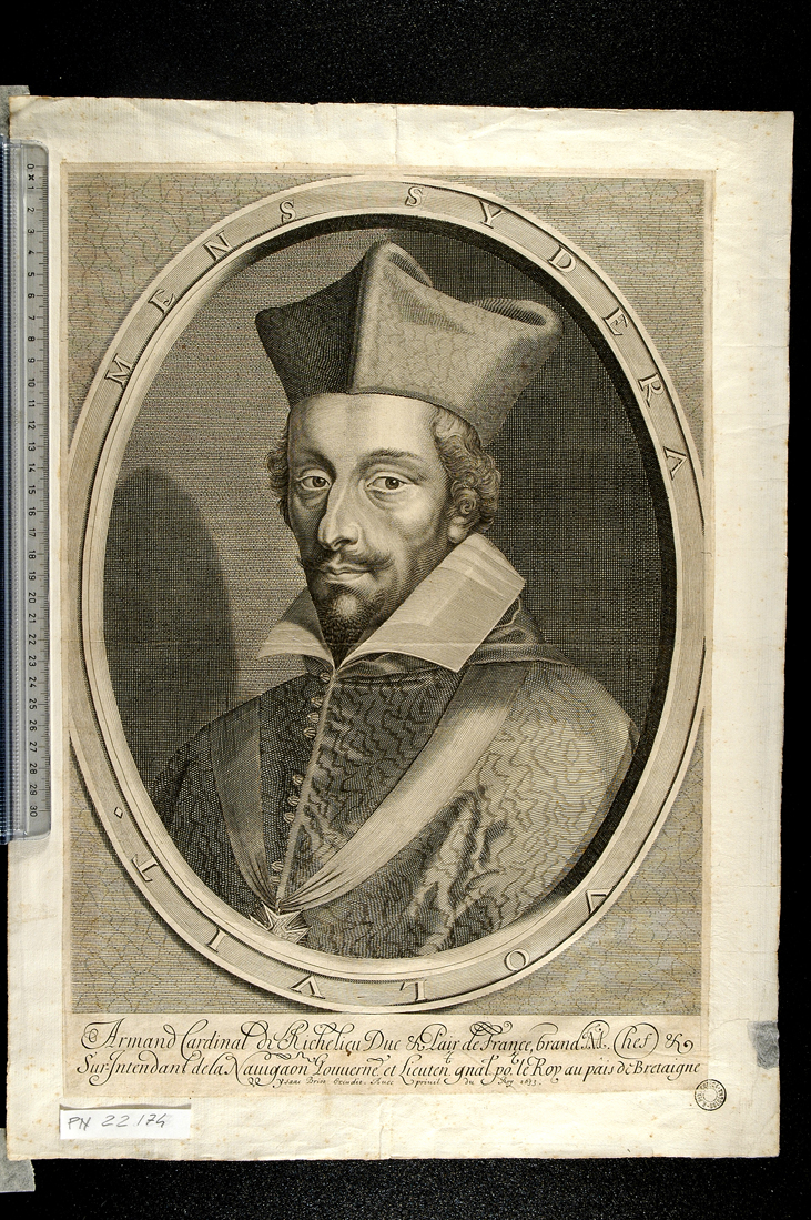 ritratto del cardinale Richelieu (stampa smarginata) di Briot Isaac, Lasne Michel (sec. XVII)