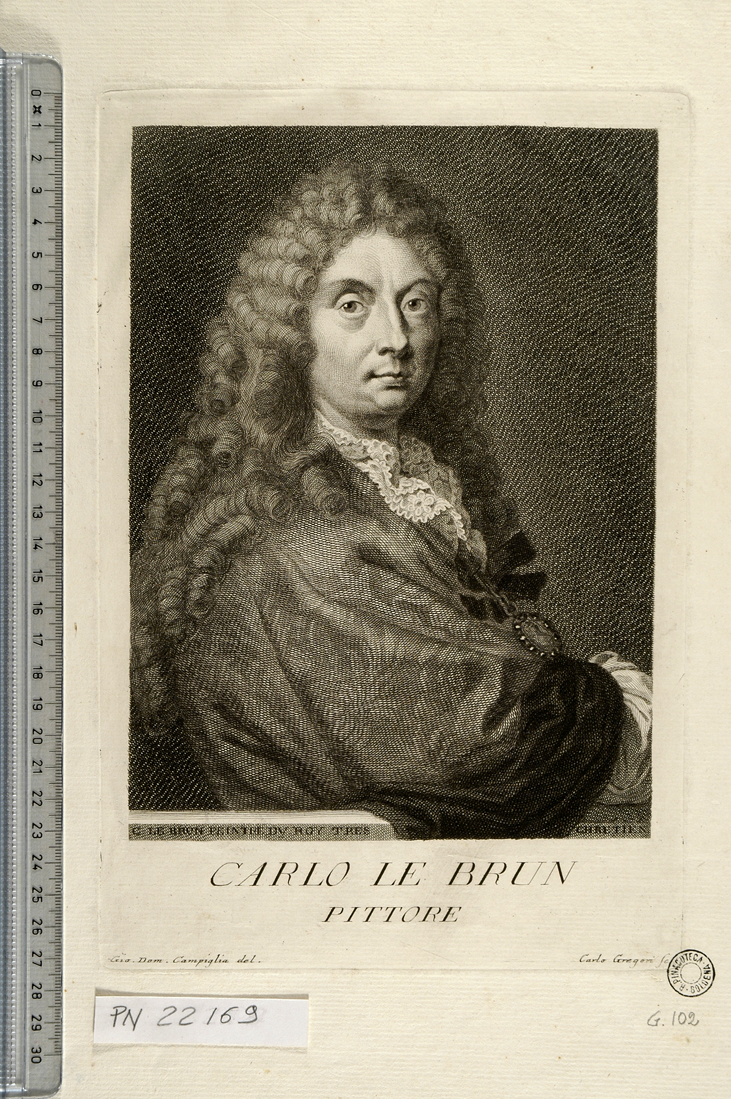 ritratto di Charles Le Brun (stampa) di Gregori Carlo, Campiglia Giovanni Domenico (sec. XVIII)