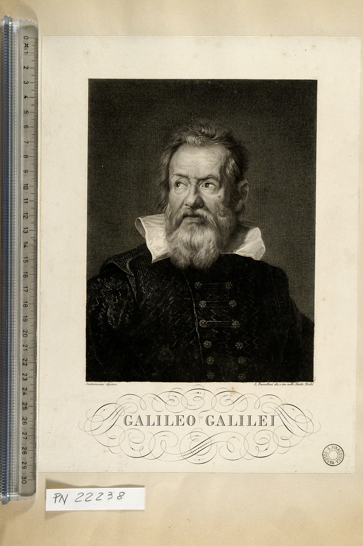 ritratto di Galileo Galilei (stampa smarginata) di Travalloni Luigi, Sustermans Justus (sec. XIX)