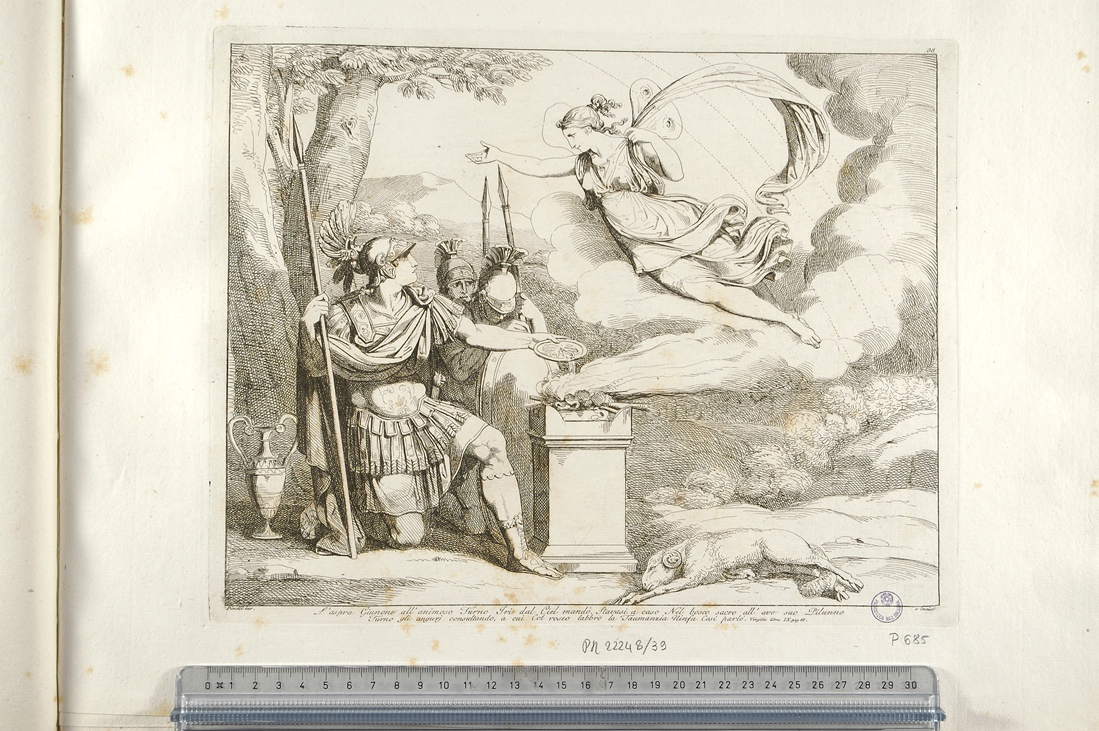 Giunone manda Iride da Turno per incitarlo alla guerra (stampa) di Pinelli Bartolomeo (sec. XIX)