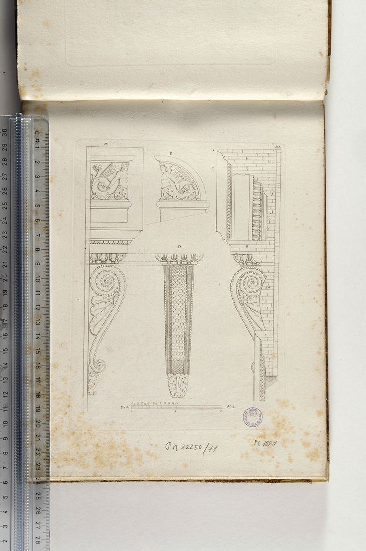 elementi architettonici con motivi decorativi (stampa) di Magazzari Giovanni (sec. XIX)