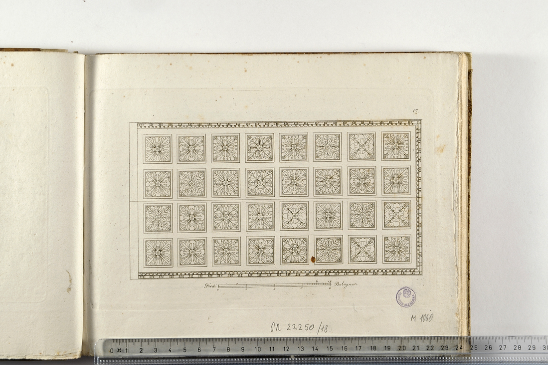 portale decorato con rosoni (stampa) di Magazzari Giovanni (sec. XIX)