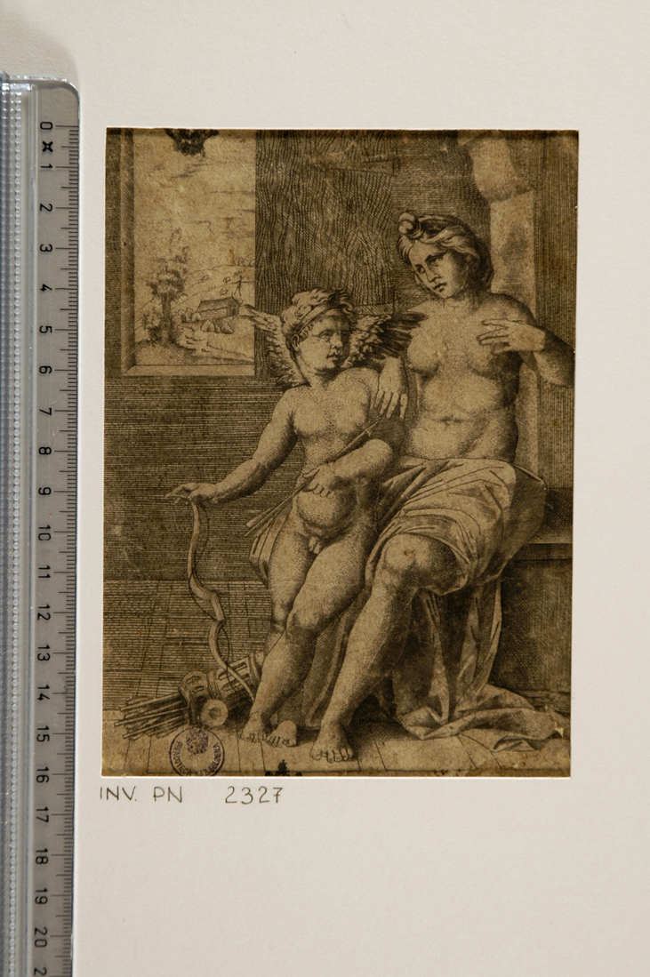 Venere e Cupido (stampa smarginata) di Sanzio Raffaello - ambito italiano (sec. XVI)