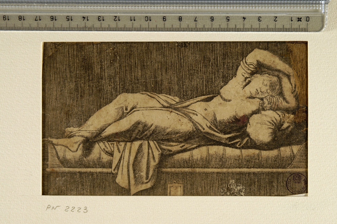 Cleopatra (stampa smarginata) di Raimondi Marcantonio (?), Sanzio Raffaello (sec. XVI)