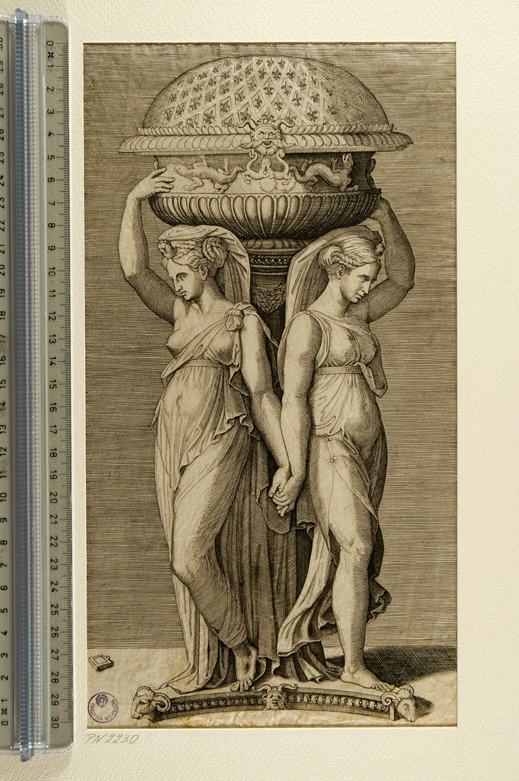Il bruciaprofumi (stampa smarginata) di Raimondi Marcantonio, Sanzio Raffaello (sec. XVI)