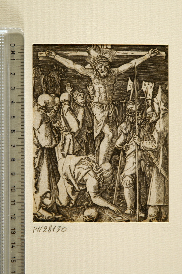 crocifissione di Cristo (stampa smarginata) di Raimondi Marcantonio, Durer Albrecht (sec. XVI)