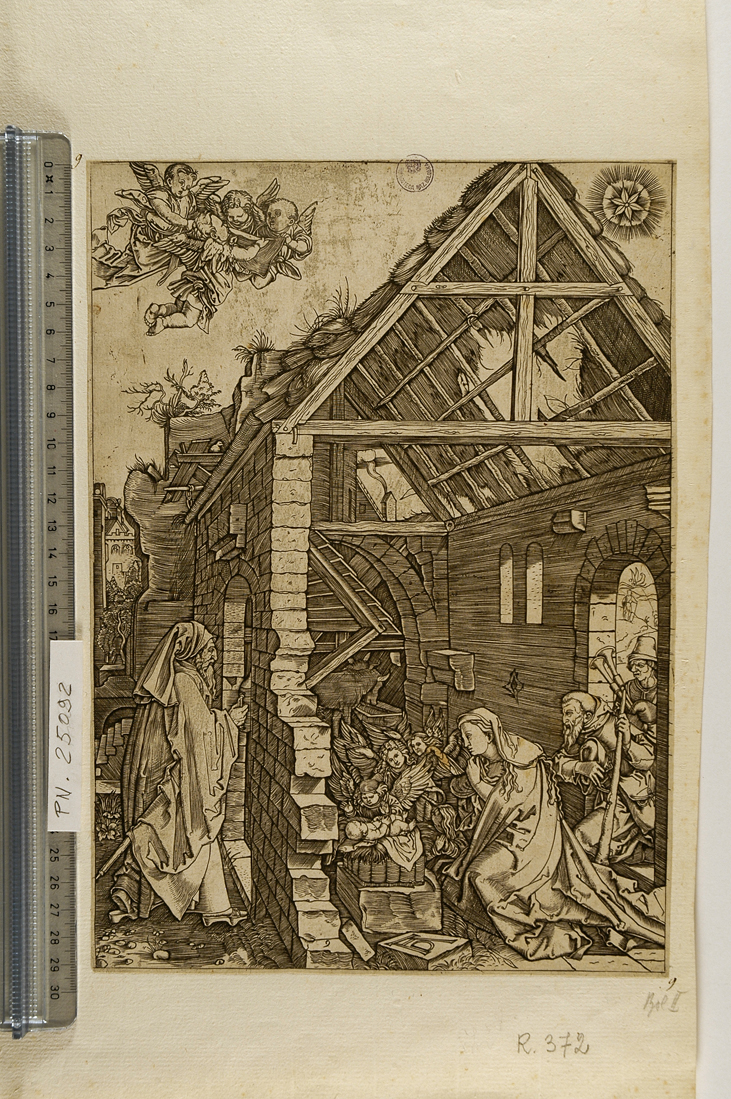 adorazione dei pastori (stampa smarginata) di Raimondi Marcantonio, Durer Albrecht (sec. XVI)
