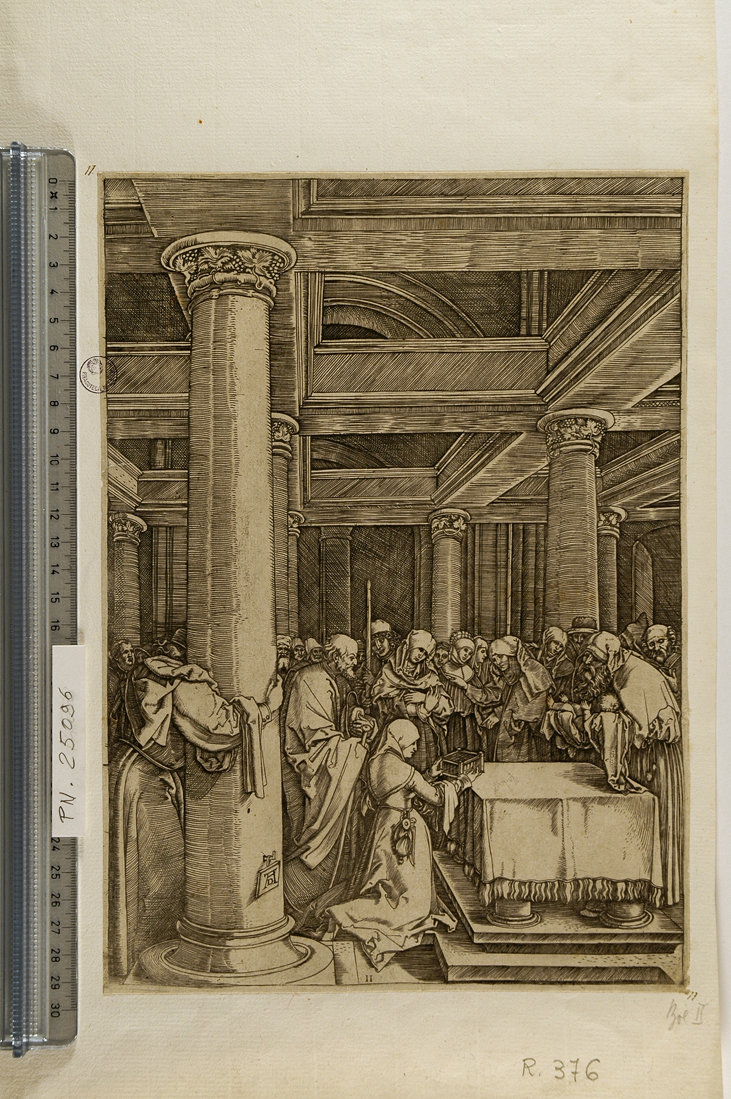 presentazione di Gesù al tempio (stampa smarginata) di Raimondi Marcantonio, Durer Albrecht (sec. XVI)