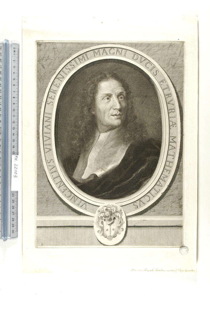 ritratto del matematico Vincenzo Viviani (stampa) di Tempesti Domenico (attribuito) (secc. XVII/ XVIII)