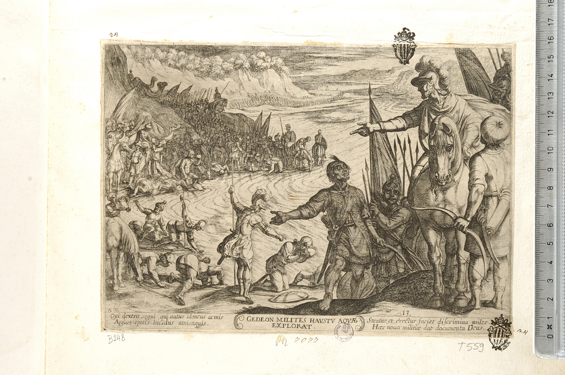 Gedeone sceglie i soldati (stampa smarginata) di Tempesta Antonio (sec. XVII)