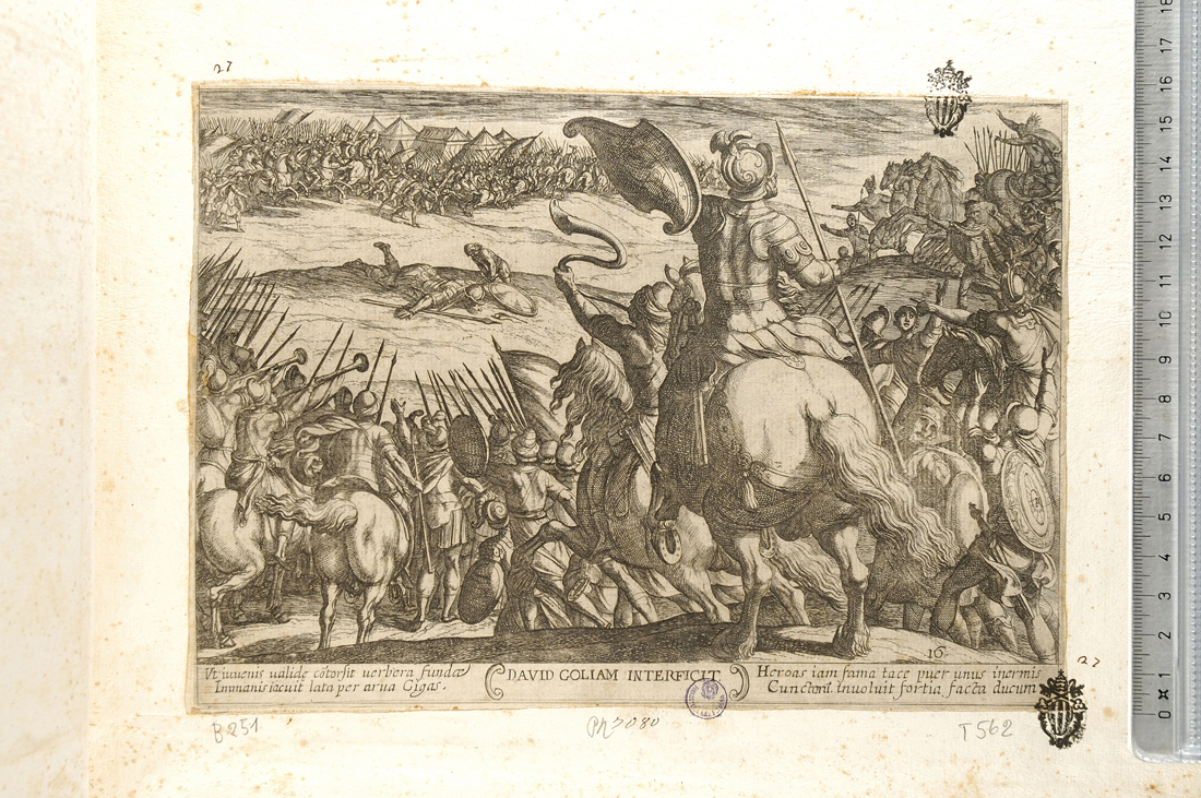 Davide uccide Golia (stampa smarginata) di Tempesta Antonio (sec. XVII)