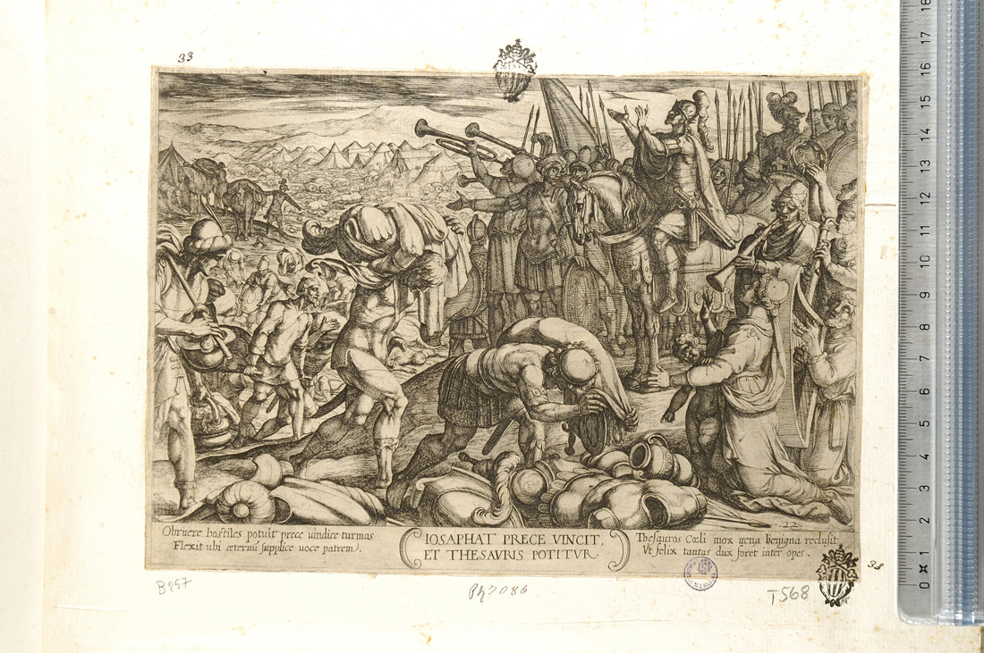 ringraziamento a Dio di Josaphat per la vittoria (stampa smarginata) di Tempesta Antonio (sec. XVII)