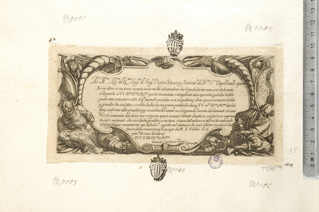frontespizio con dedica a Pietro Strozzi (stampa) di Tempesta Antonio (secc. XVI/ XVII)