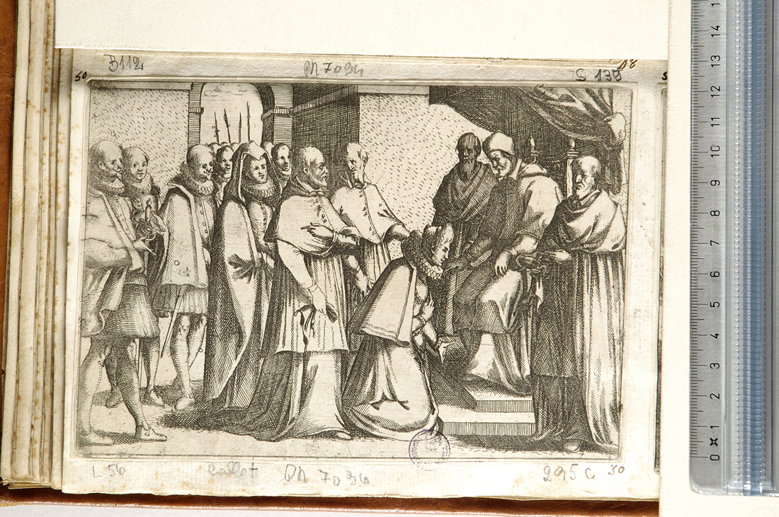 l'udienza del papa (stampa smarginata) di Callot Jacques (sec. XVII)