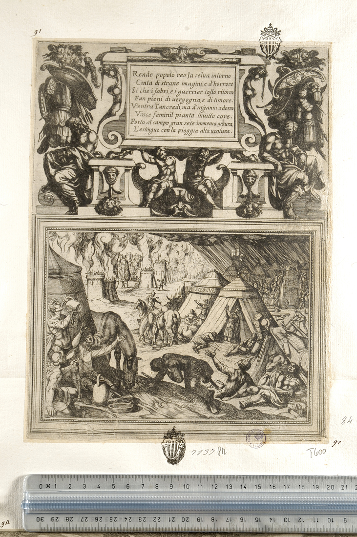 La Gerusalemme Liberata. Canto tredicesimo (stampa smarginata) di Tempesta Antonio (secc. XVI/ XVII)