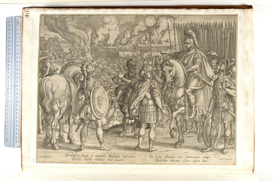 distruzione ed incendio del campo di Annibale (stampa smarginata) di Tempesta Antonio - ambito italiano (?) (fine/inizio secc. XVI/ XVII)