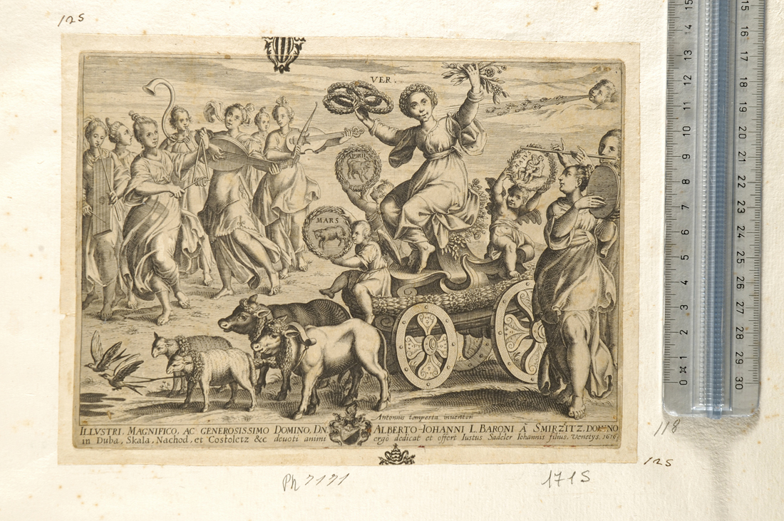 la Primavera (stampa smarginata) di Tempesta Antonio, Sadeler Justus (sec. XVII)