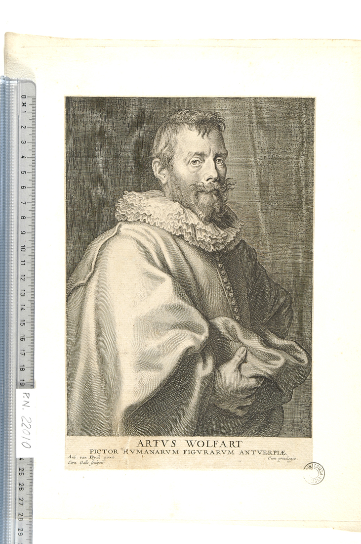 ritratto di Artus Wolfart (stampa smarginata) di Dyck Antoon van, Galle Cornelis il Vecchio (secc. XVI/ XVII)