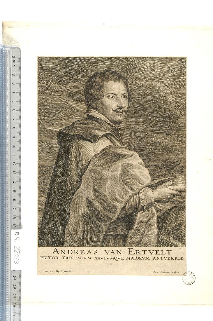 ritratto di Andreas van Ertvelt (stampa smarginata) di Bolswert Schelte Adams, Dyck Antoon van (sec. XVII)