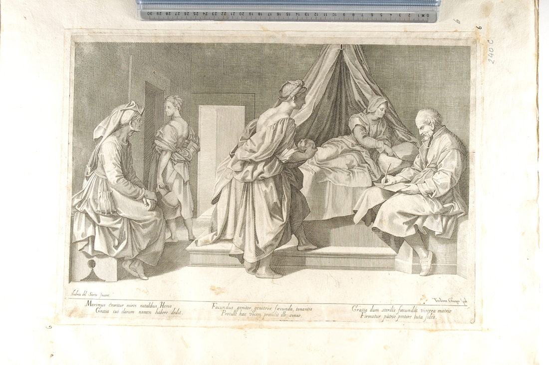 nascita di San Giovanni Battista (stampa) di Andrea del Sarto, Kruger Dietrich (sec. XVII)
