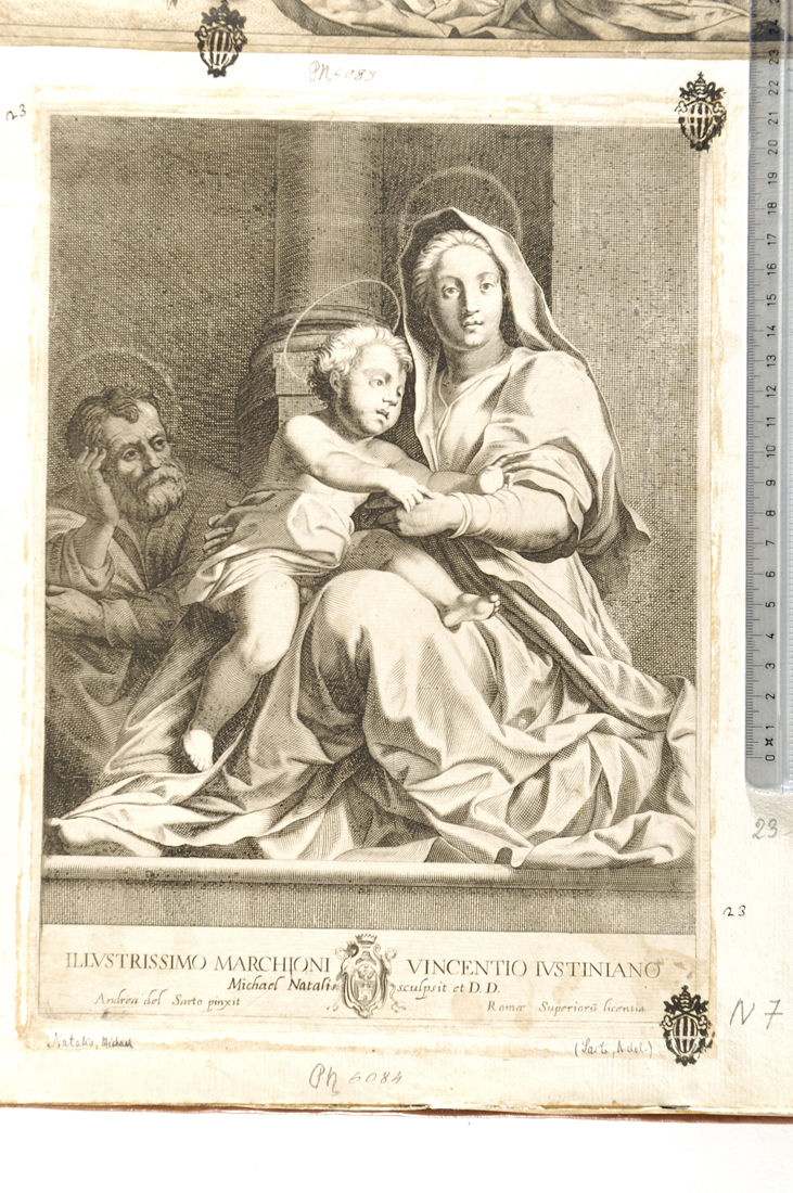 Sacra Famiglia (stampa) di Natalis Michel, Andrea del Sarto (sec. XVII)