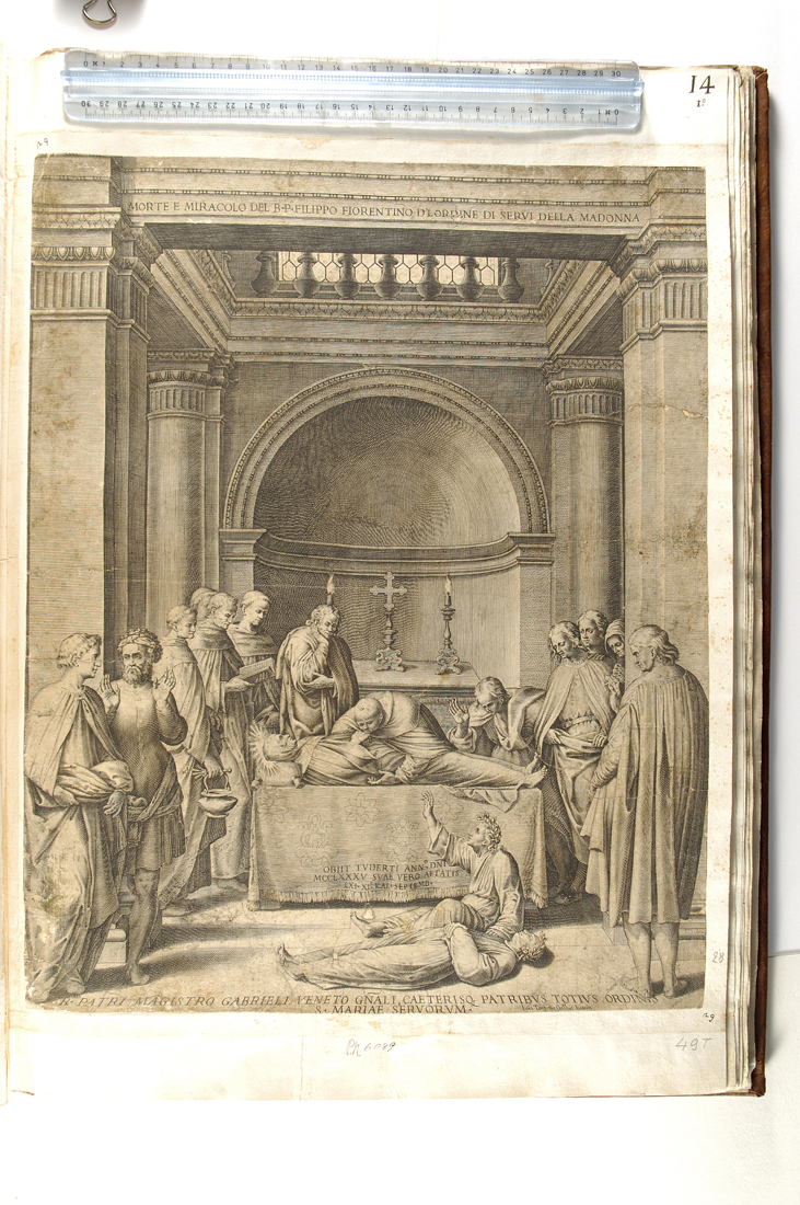 esequie di San Filippo Benizzi (stampa smarginata) di Turpin Jean, Andrea del Sarto (secc. XVI/ XVII)
