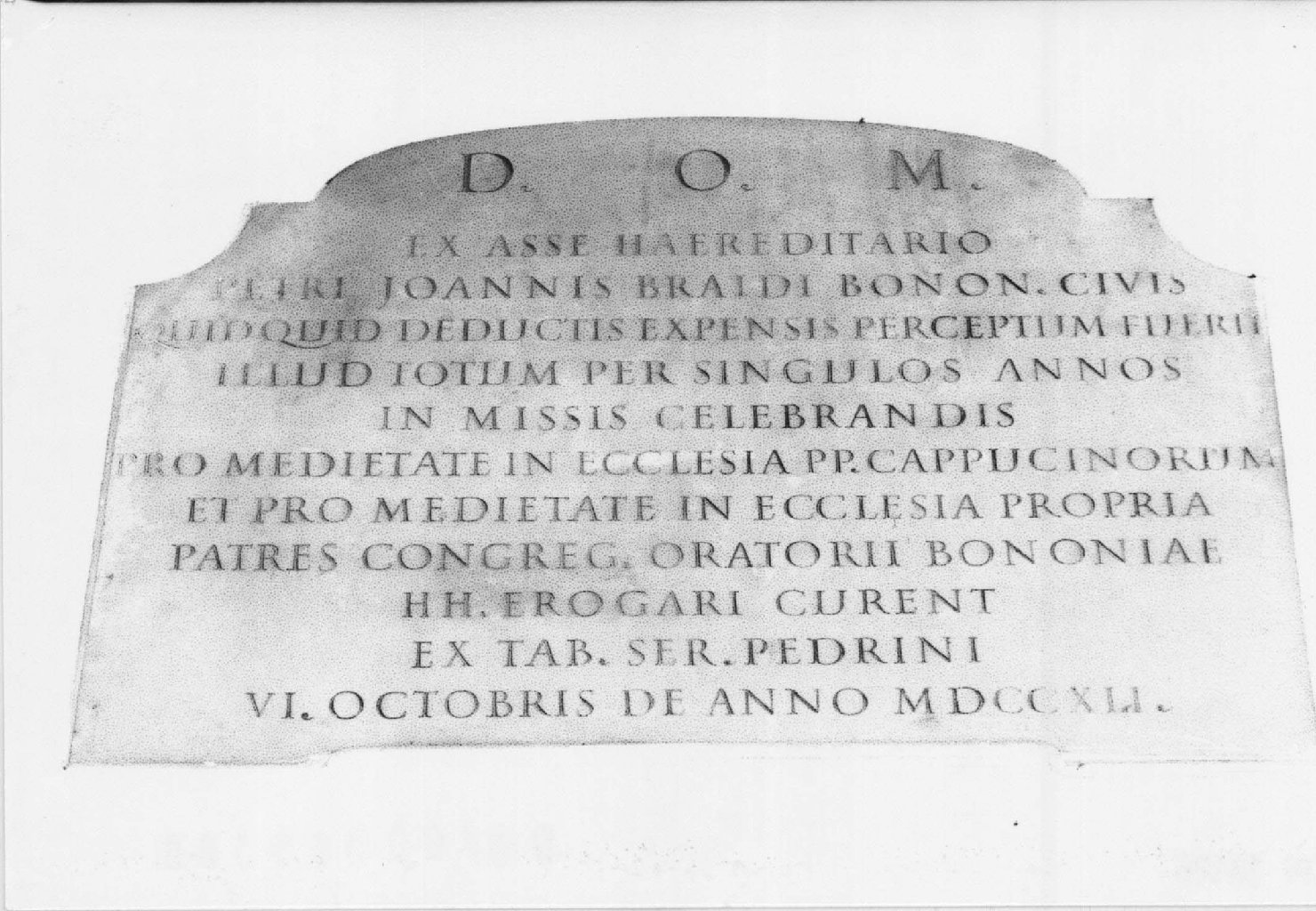 lapide commemorativa - manifattura bolognese (sec. XVIII)