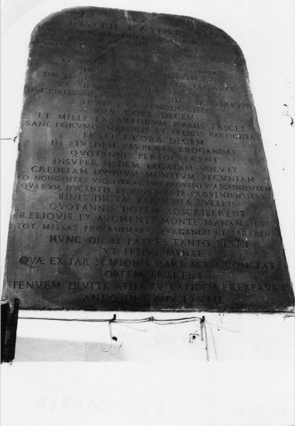 lapide commemorativa - manifattura bolognese (sec. XVII)