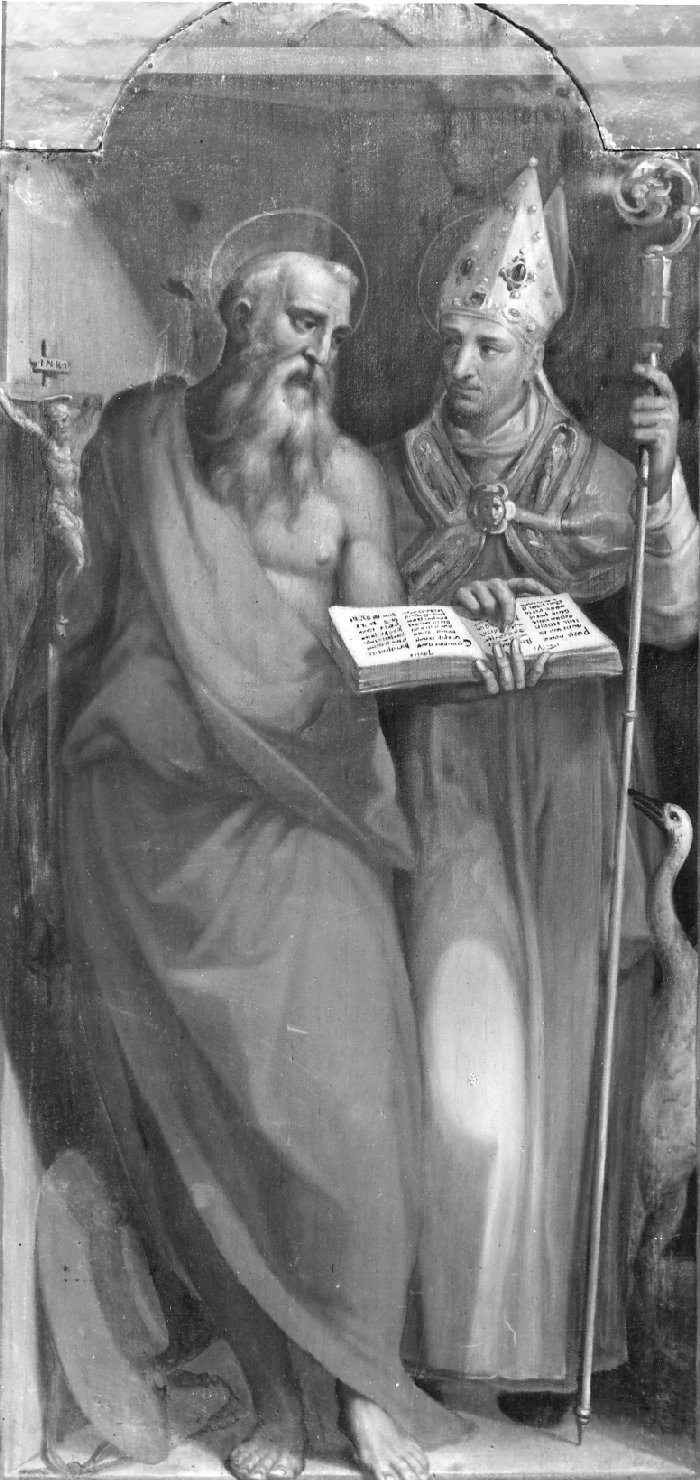 san Girolamo e san Ugo (dipinto) di Sabatini Lorenzo detto Lorenzino da Bologna (sec. XVI)