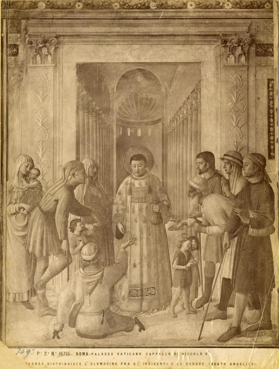 San Lorenzo distribuisce l'elemosina ai poveri - Affreschi (positivo) di Beato Angelico, Fratelli Alinari (ditta) (XIX)