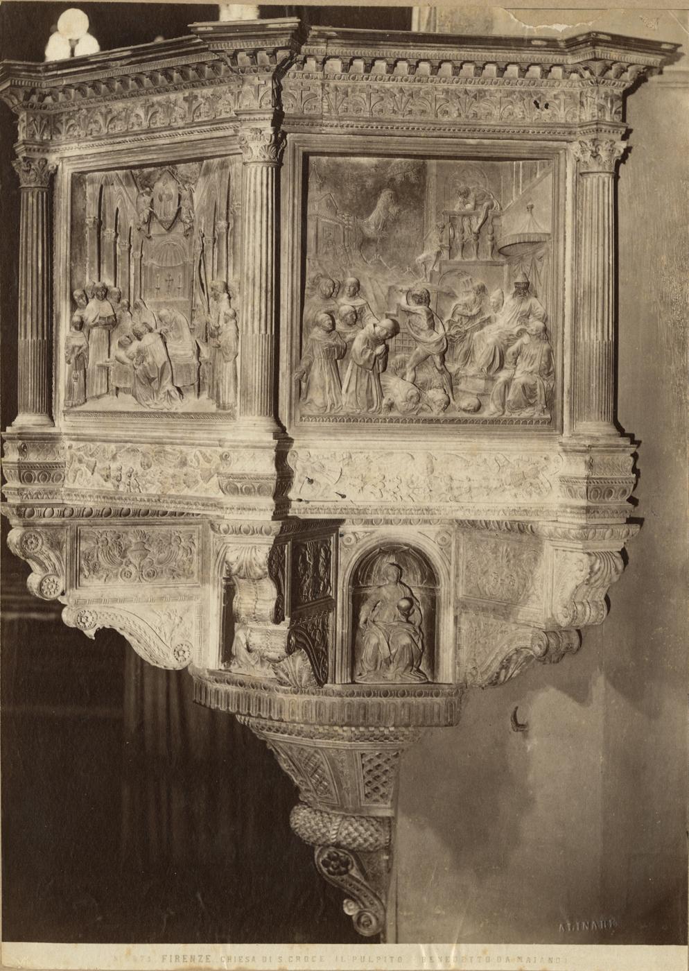 Pulpito di Santa Croce - Sculture - Pulpiti (positivo) di Benedetto da Maiano (attr), Fratelli Alinari (ditta) (XIX)