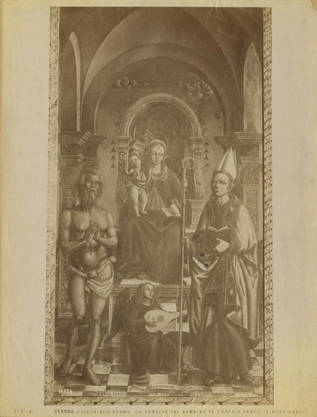 Madonna con Bambino e Santi - Dipinti (positivo) di Bonsignori, Francesco (scuola), Fratelli Alinari (ditta) (XIX/ XX)