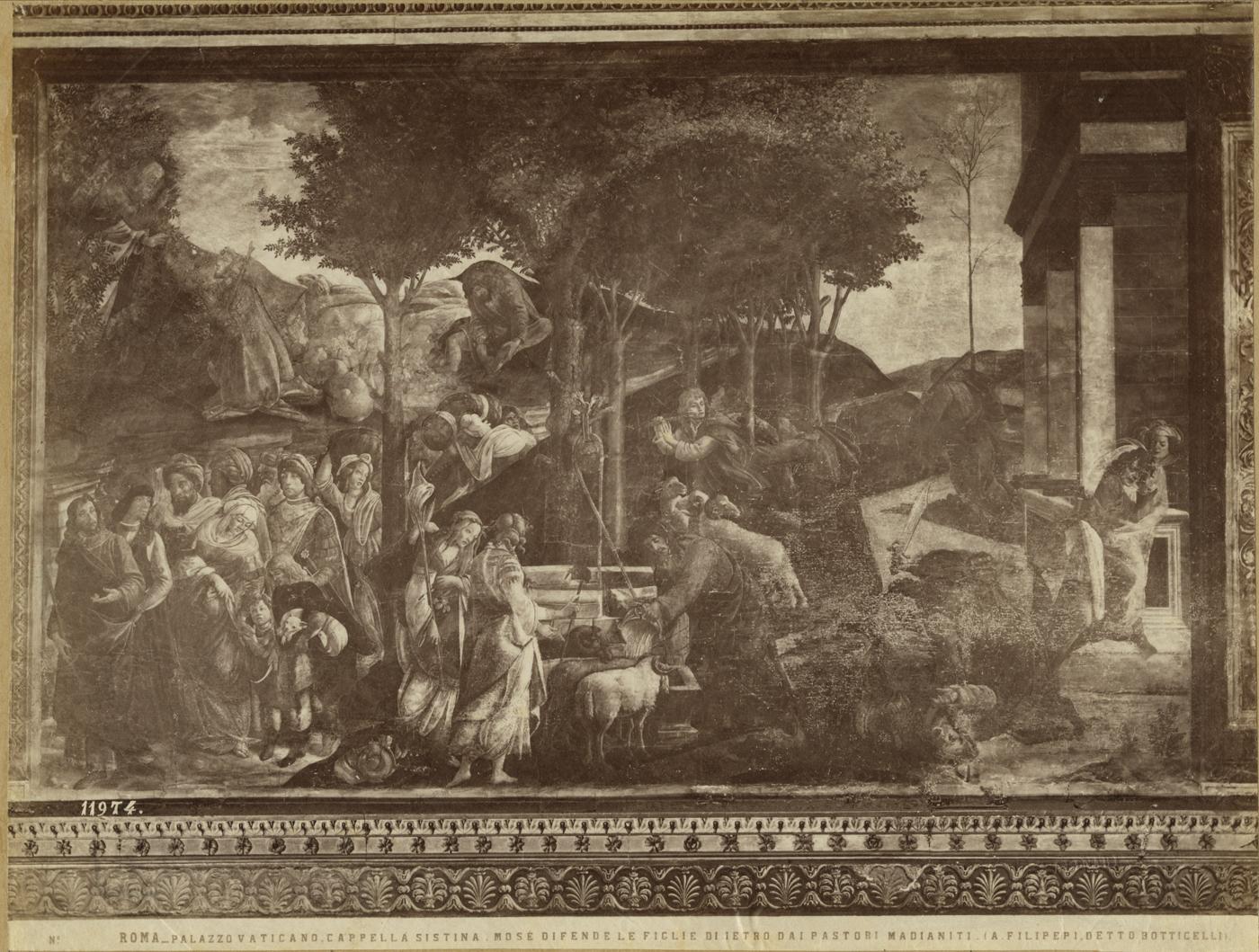 Storie di Mosè - Affreschi (positivo) di Botticelli, Sandro, Fratelli Alinari (ditta) (XIX)
